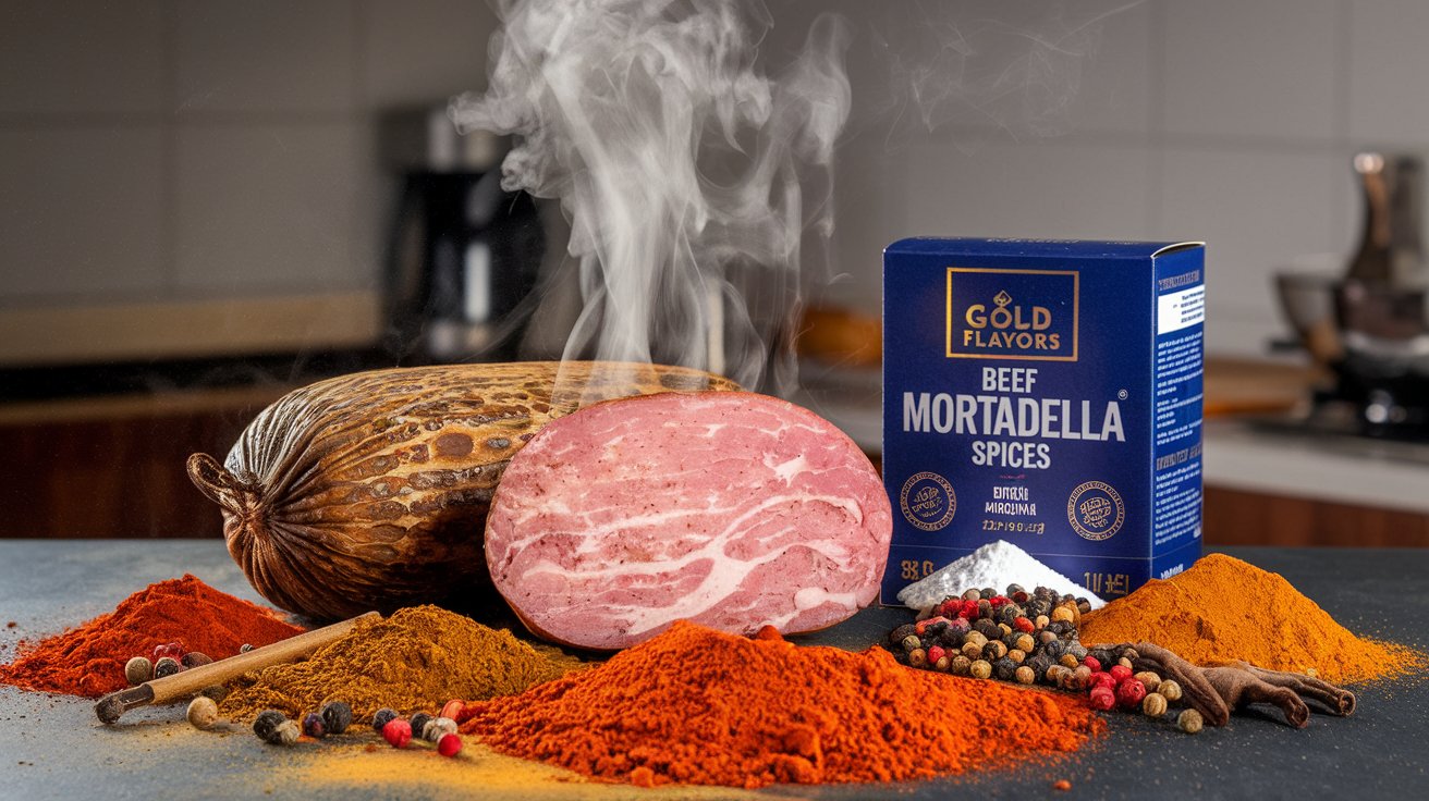 The spices of beef for mortadella are produced by the Gold flavors factory